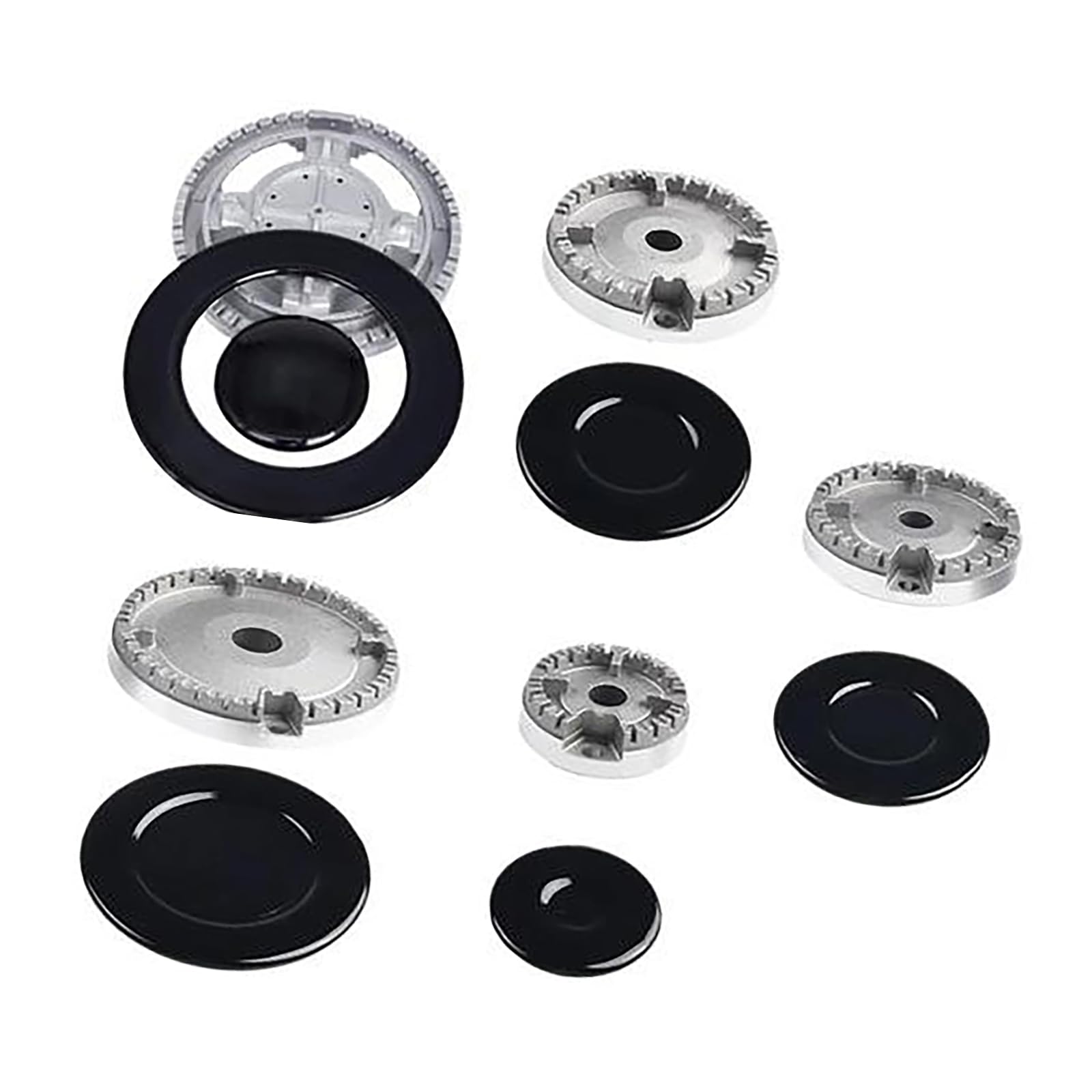 Jazuaiao Oven Burners Flame Cover Burners Crowns and Flame Caps Set Stove Lid Replacement Metal Cookware Hat for Kitchen Cooktop Part