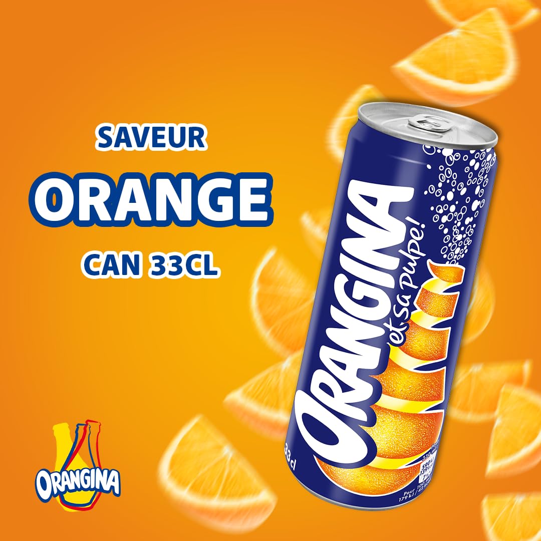 Orangina Boisson Gazeuse Saveur Orange, 33cl, Pack de 24 Canettes