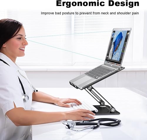 Miniatura 3 de Soporte ajustable para computadora de escritorio, soporte elevador portátil para laptop, soporte ergonómico de aluminio para MacBook Air Pro, Dell