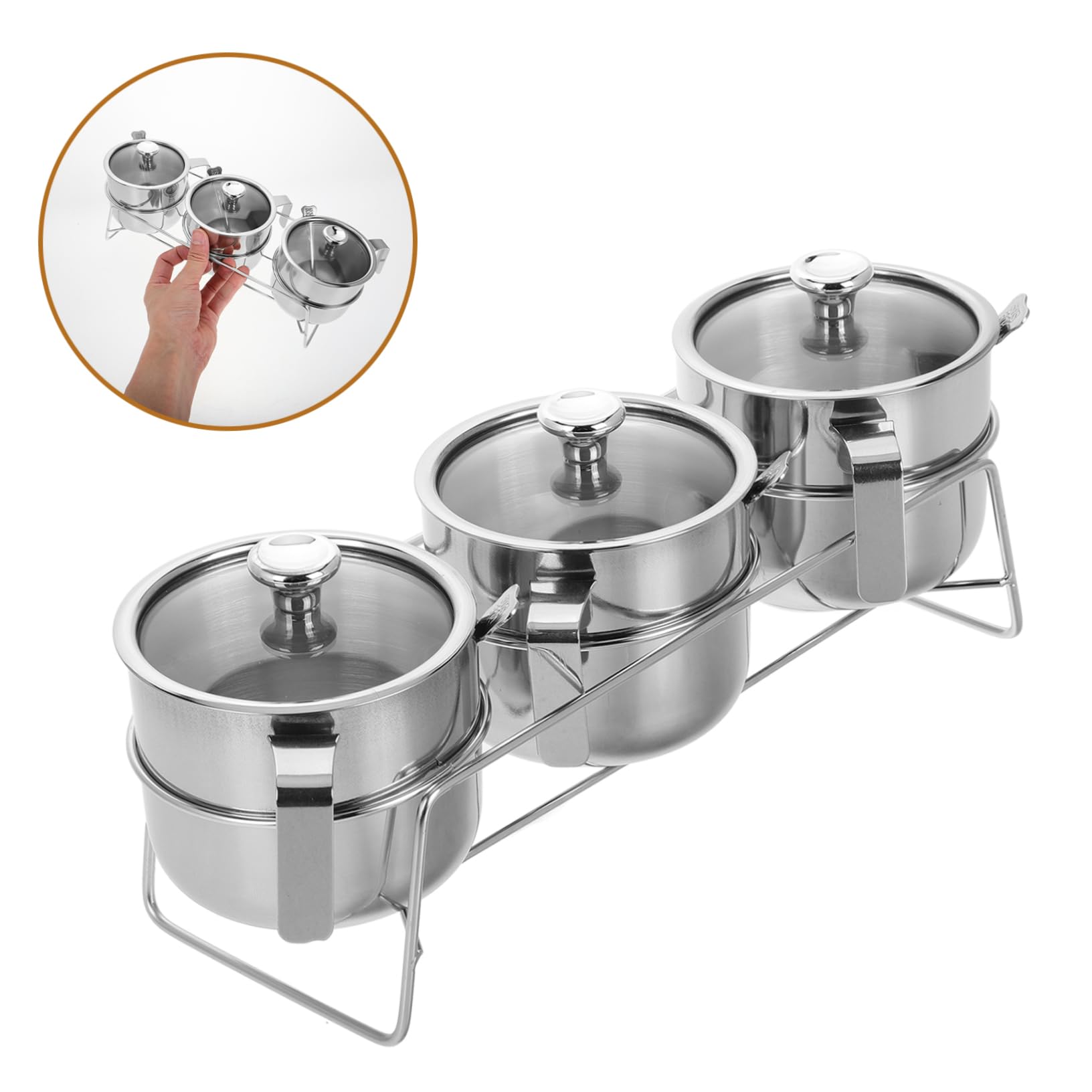 Luxshiny 1 Juego Frascos de Especias Inoxidable con Tapa de Vidrio Transparente Organizadores de Condimentos para Cocina para Sal y Especias