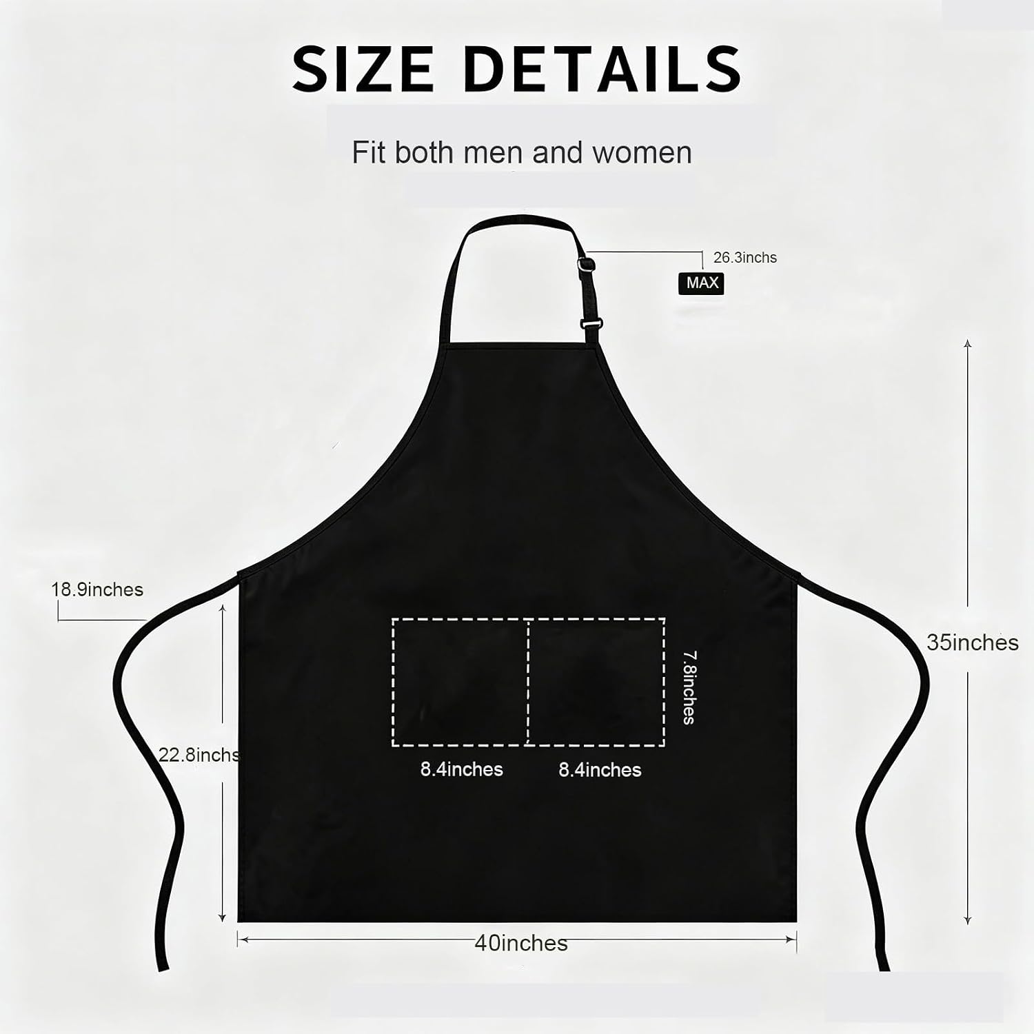 Extra Large Apron for Men Adjustable Bib Aprons with 2 Pockets Women Chef Cooking Kitchen Water & Oil Resistant