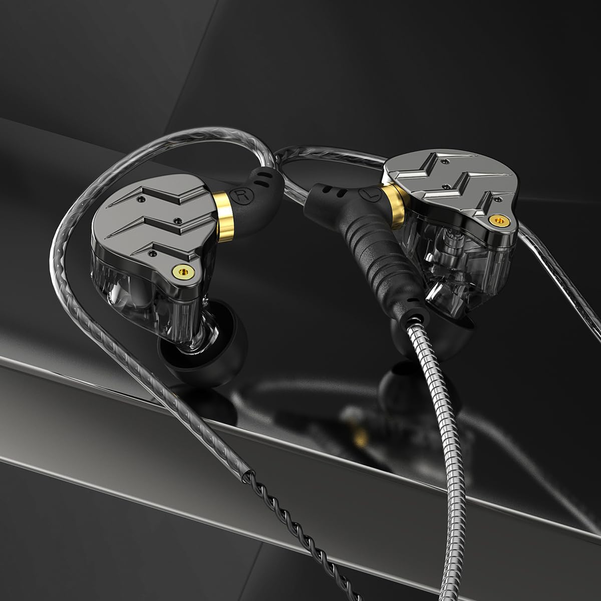 XOX KG01 Profesjonalne słuchawki douszne do gier, Battle Buds, odłączany mikrofon, dźwięk przestrzenny 4D, dynamiczny sterownik 11 mm do gier mobilnych, PlayStation, PC z 3,5 mm/typ C (typ C, czarne)