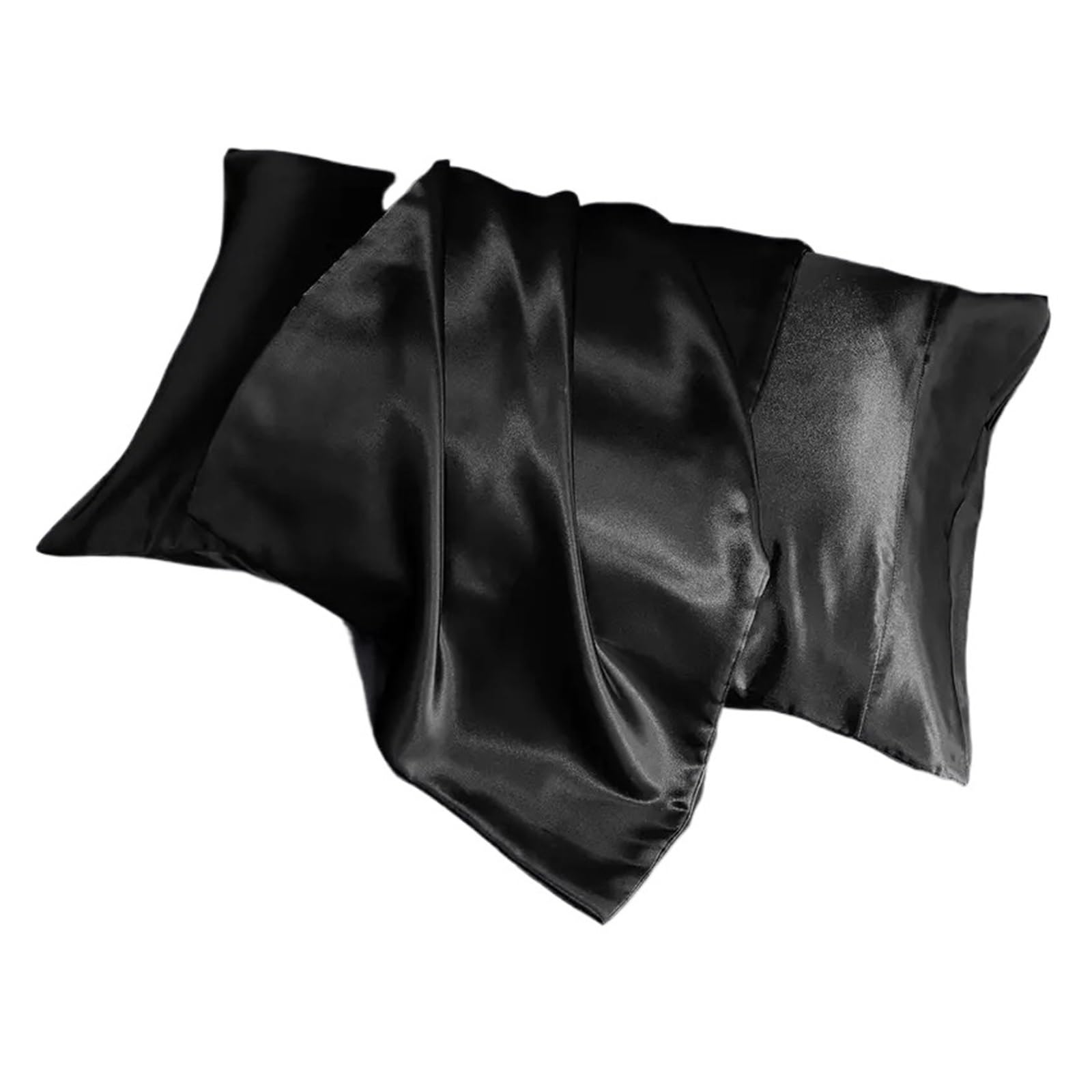 Silky Pillow Covers, Silk Satin Pillowcase 2 Pack Black Multiple Sizes(51x66cm)