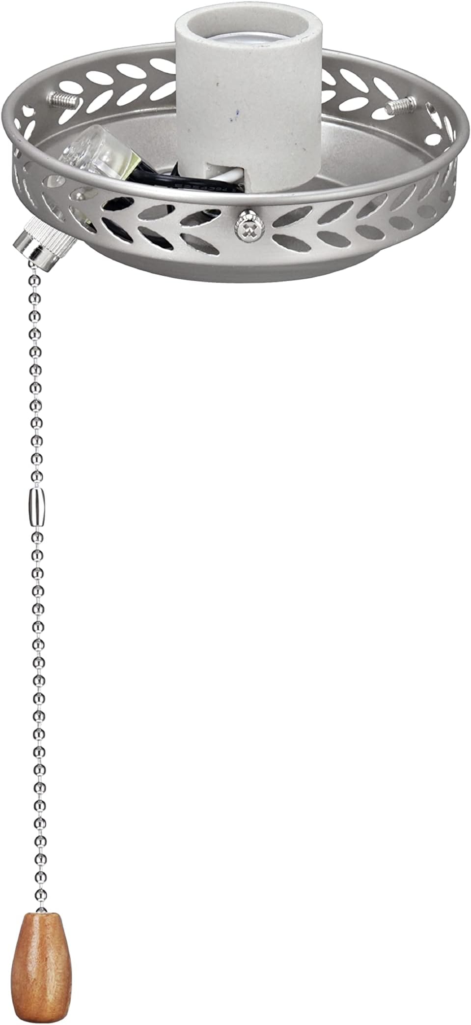 22001-11, One-Light Ceiling Fan Fitter Light Kit with Pull Chain, Brushed Nickel