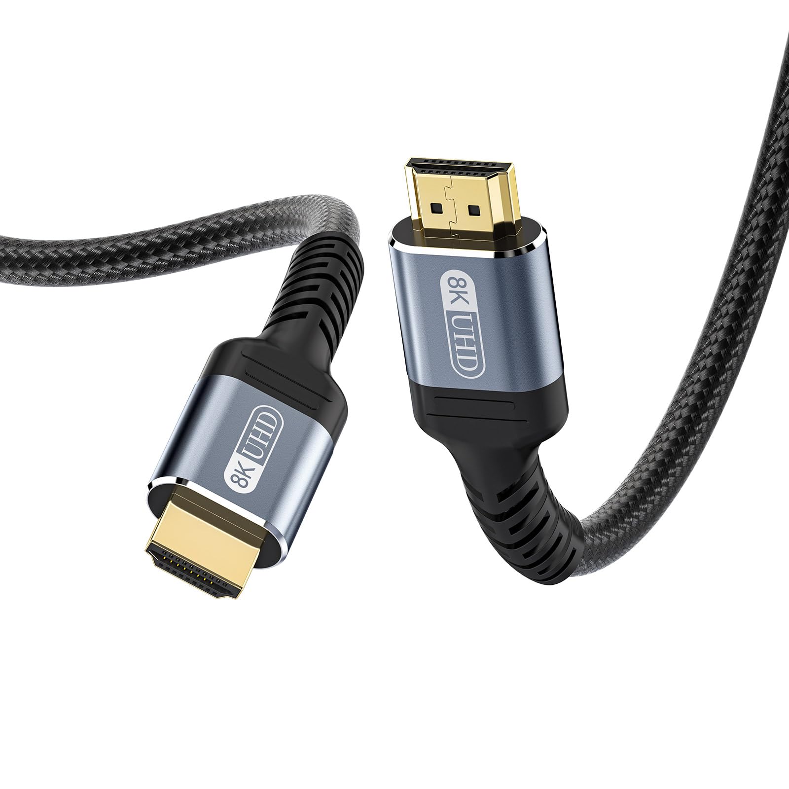 Cavo HDMI 2.1 8K da 2,4 m, 48 Gbps, in nylon intrecciato ad alta velocità, resistente, cavo HDMI 8K a 60 Hz, 4K a 120 Hz, compatibile per monitor/TV/PS5 4 3/laptop/Xbox Series X/proiettori