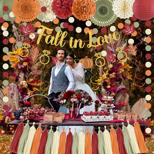 Décorations de mariage d'automne orange et vert pour buffet chic