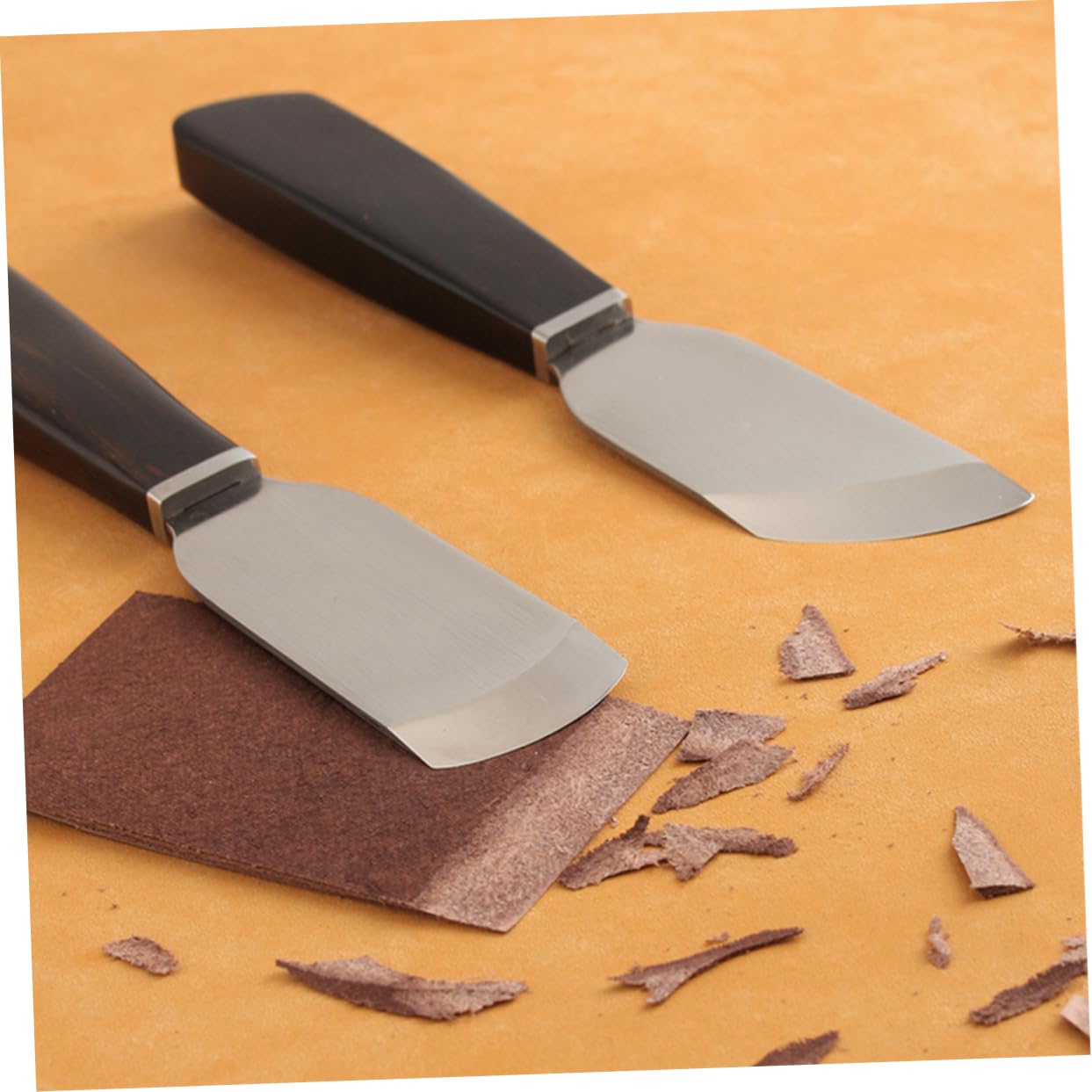 DOITOOL Cuchillo de Biselar Cuero Negro para Desbastar, Acero, Manual