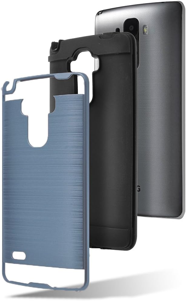 LG G Stylo Case, 2-Piece Style Hybrid Shockproof Hard Case Cover + Circle(TM) Stylus Touch Screen Pen and Screen Protector - Ink Blue