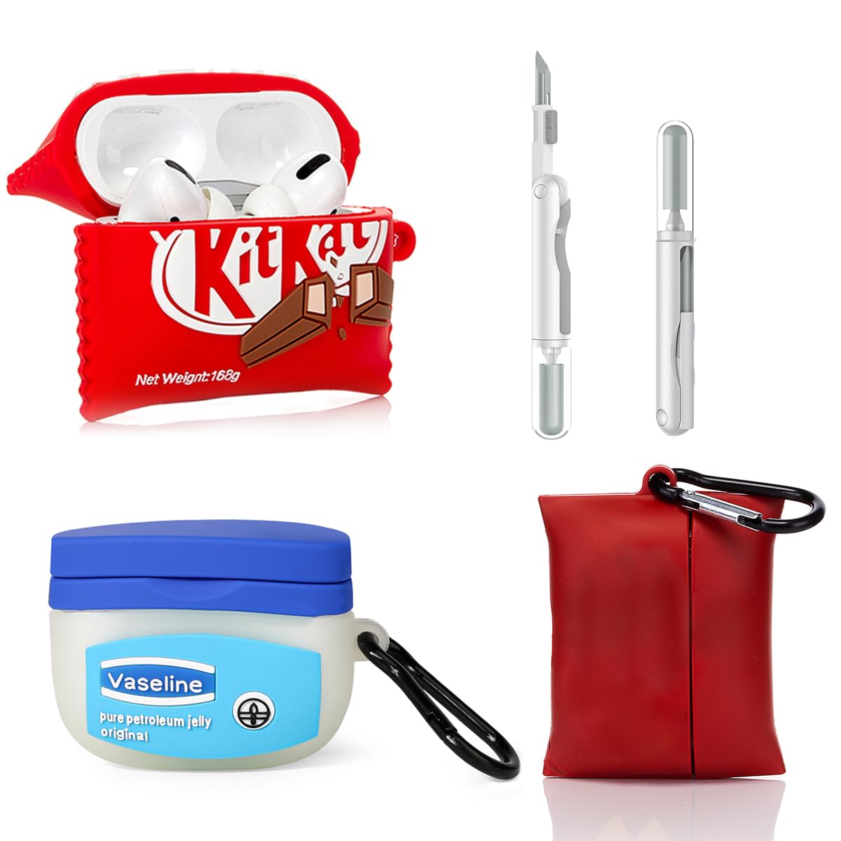 (3Pack) Case for AirPods Pro 2nd/1st Generation with Cleaning kit, XMBYGY Cute Skin Design Silicone Cartoon Charging Case Protective Covers with