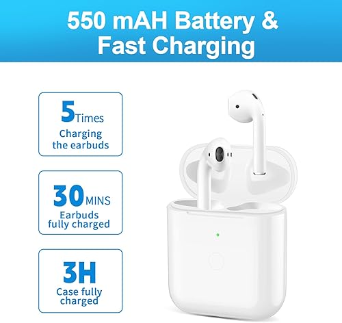 Miniatura 5 de Funda de carga compatible con AirPods de 1 y 2 generación, funda de carga inalámbrica de repuesto para funda de carga de AirPod con botón de