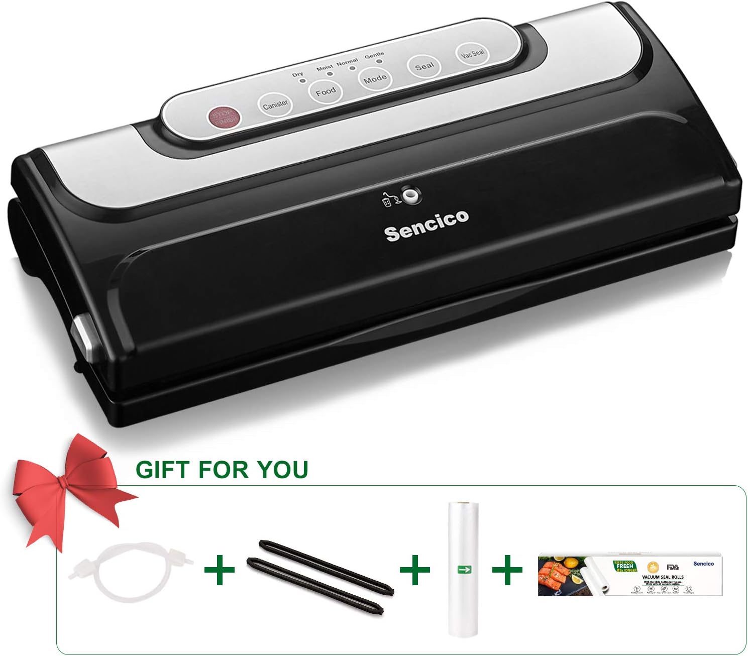 Vacuum Sealer Machine, Automatic Vacuum Sealing System for Food Savers, Food Sealer Machine Starter Kit Bags & Rolls for Dry Moist Food
