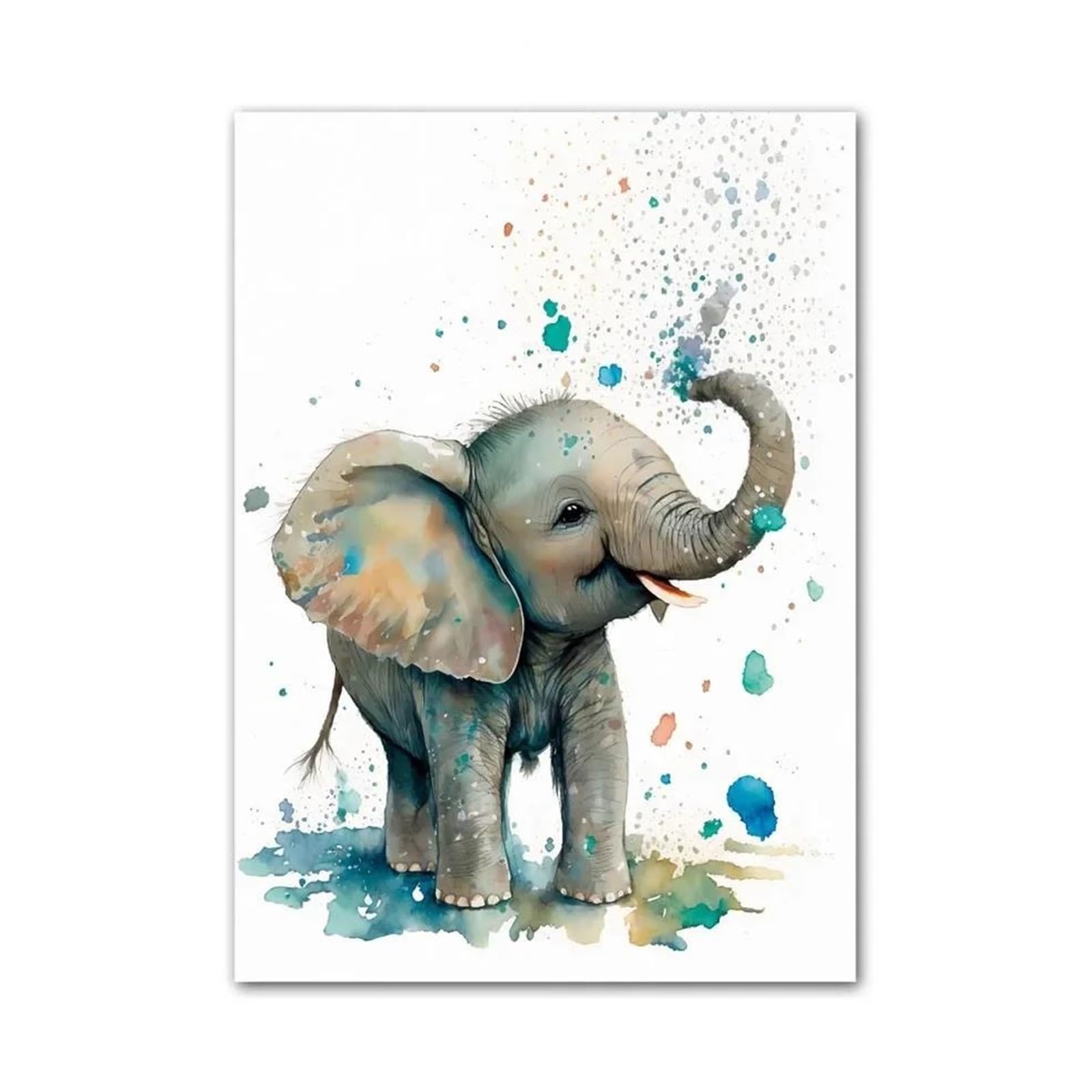 Byambd A Esthetic Pictures Elephant Pand Tiger Koal Cat Cartoon Nimal Print Posters Wall Rt Esthetics Canvas Painting For Living Room Home Decor(,40X50cm)