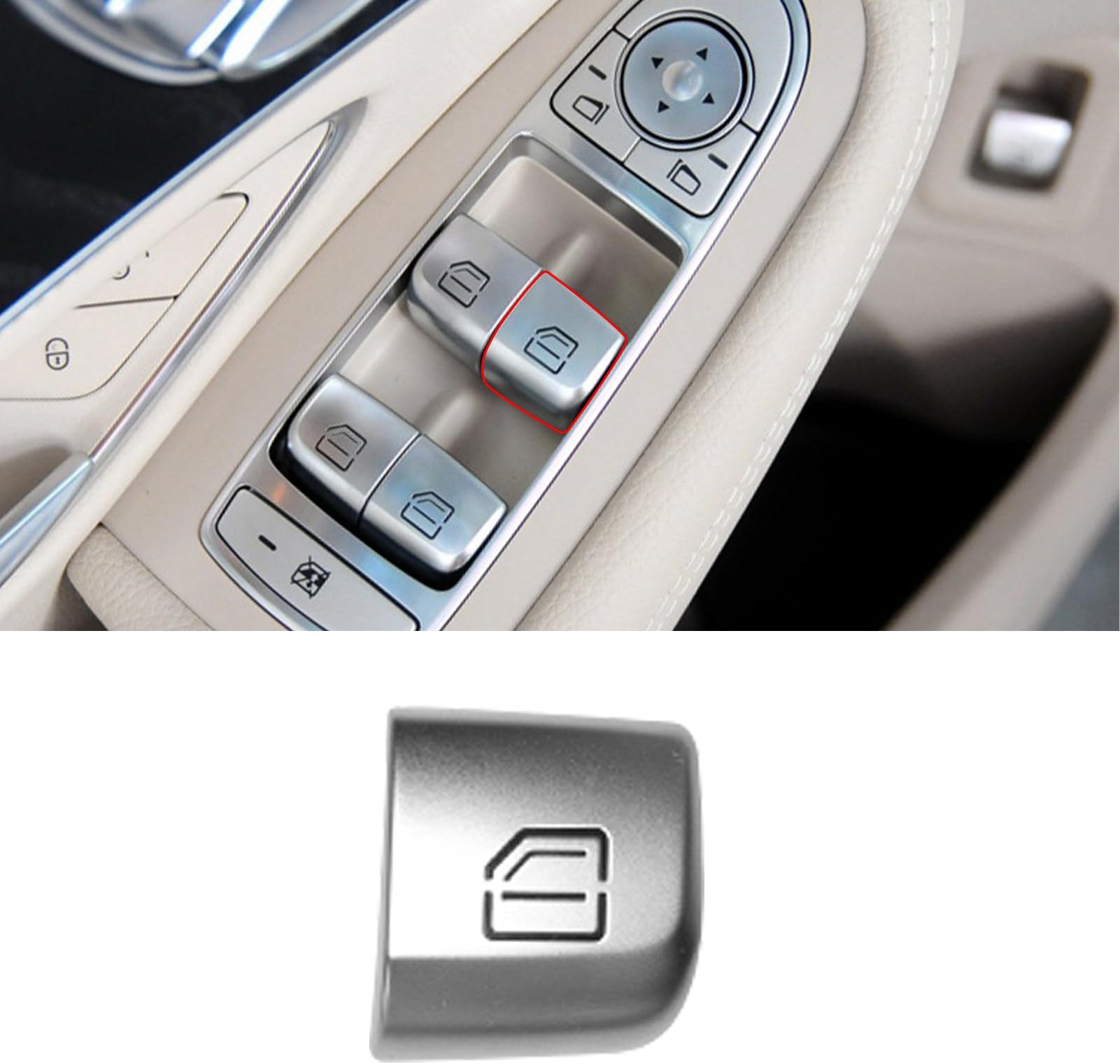 TTCR-II Interior Window Glass Lift Switch Button for Mercedes C Class W205 2015-2021 GLC Class 2016-2022, 1 Pc Front Right Window Control Power Push Button Cover