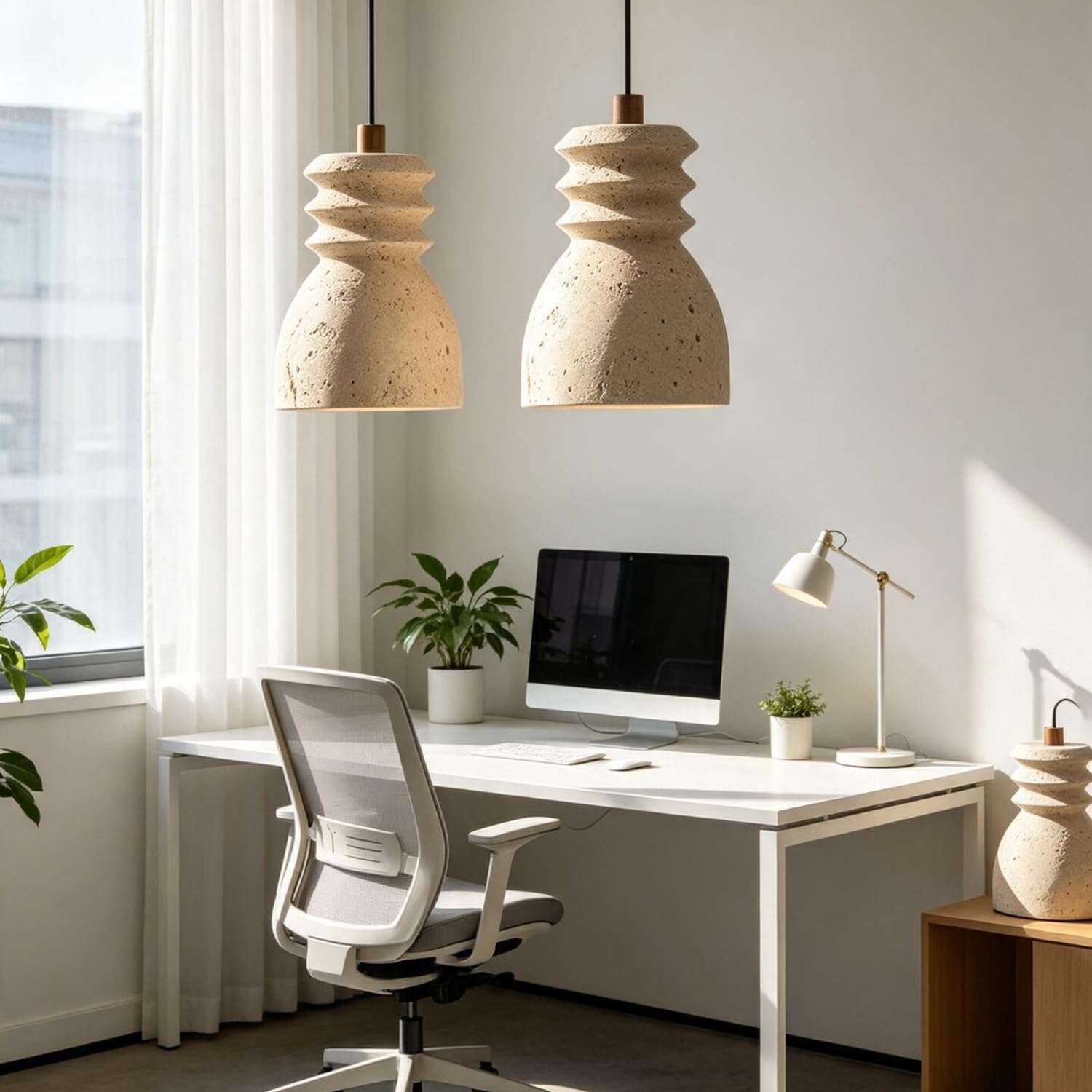 Lampa Wisząca Z Trawertynu, Podstawa E27, Lampa Wisząca Do Sypialni