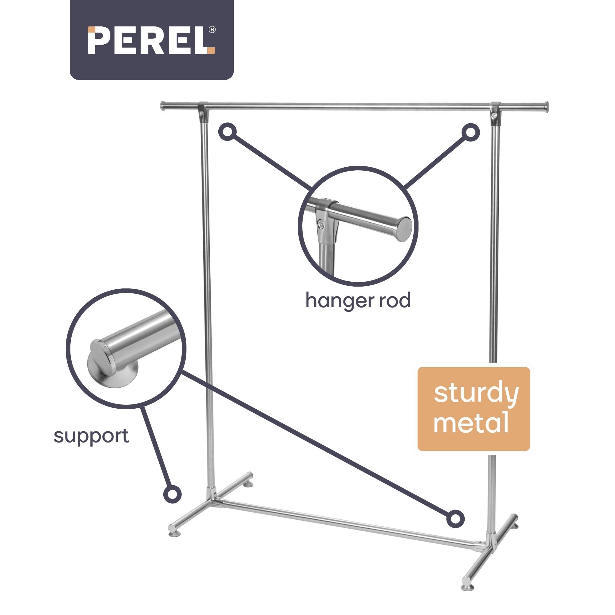 Perel Stand appendiabiti in metallo con 1 barra, guardaroba aperto per camera ingresso cabina armadio, metallo grigio, robusto porta abiti, 125 x 50 x 130 cm