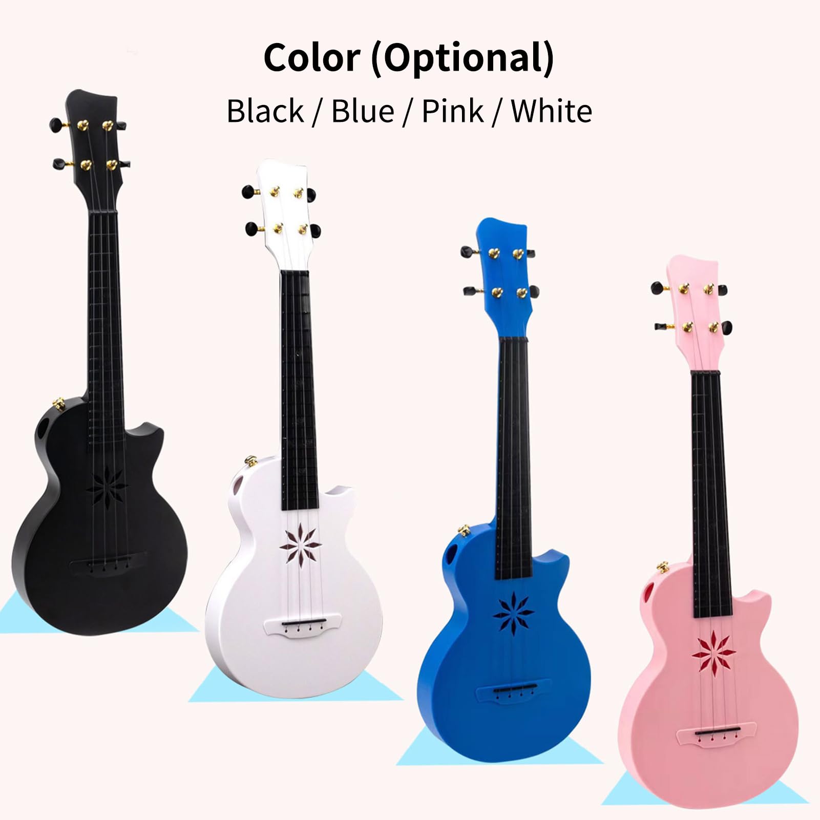 Btuty Ukulele da 25 pollici 4 corde Ukulele in fibra di carbonio Uke portatile con borsa per il trasporto per principianti Adulti Adolescenti Strumento a corde professionale