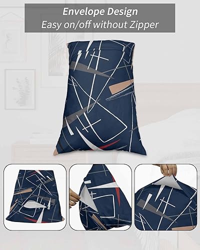 Miniatura 7 de Fundas de almohada geométricas de color azul marino, tamaño King, fundas de almohada suaves decorativas para sofá y sillón, funda de cojín lumbar