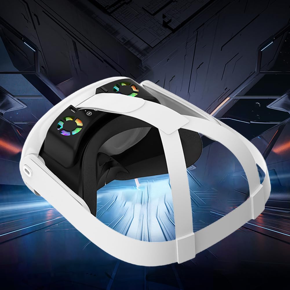 Ventilador de refrigeración para auriculares Meta Quest 3 VR, ventilador de refrigeración RGB recargable con luz RGB con almohadilla nasal antifugas, ventilación de circulación de aire para
