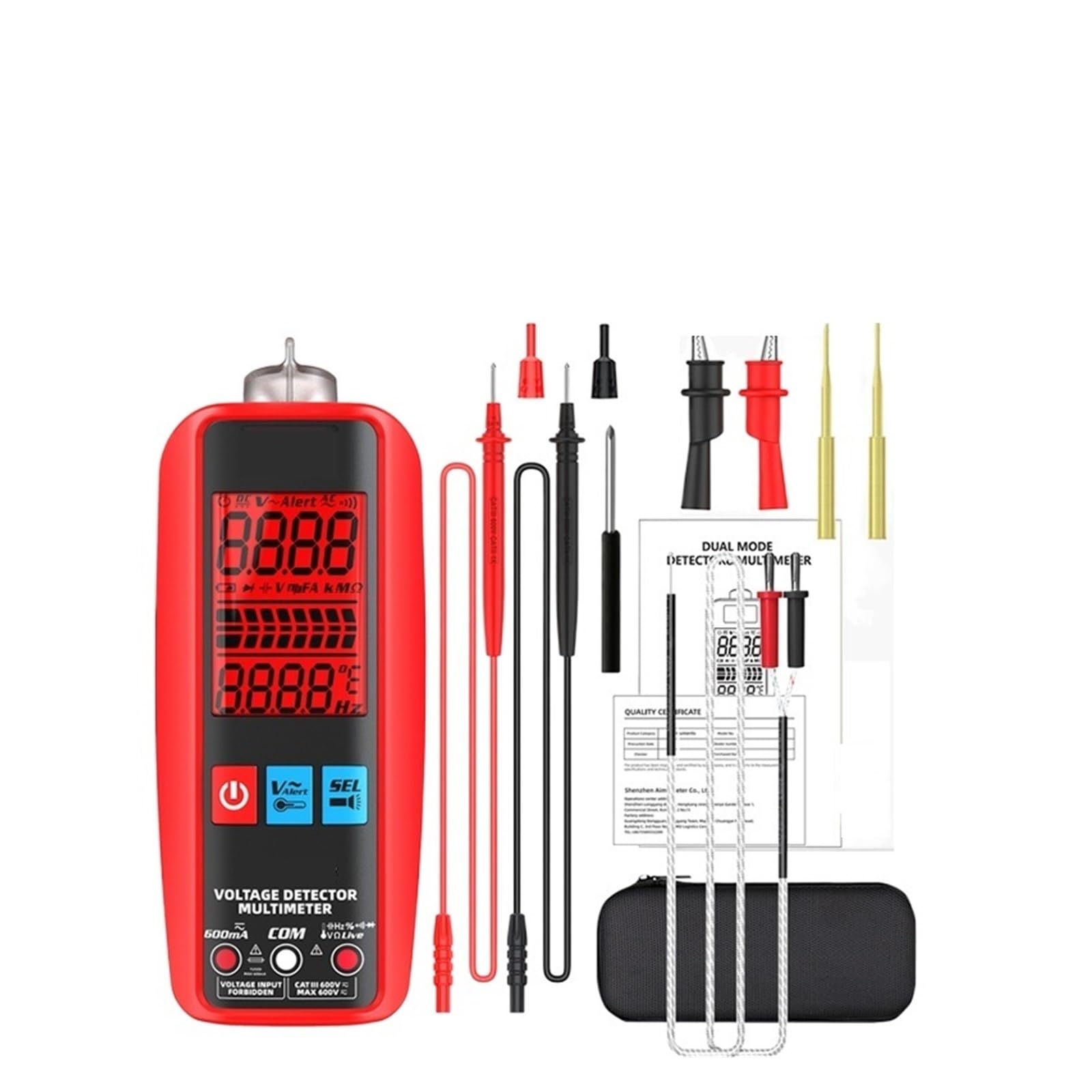 Inteligentny Multimetr Cyfrowy VFC DC AC Tester Napięcia Woltomierz True Rms Dioda Pojemnościowa Ohm NCV Bezdotykowy Tester Napięcia(A5 Bag Pro)