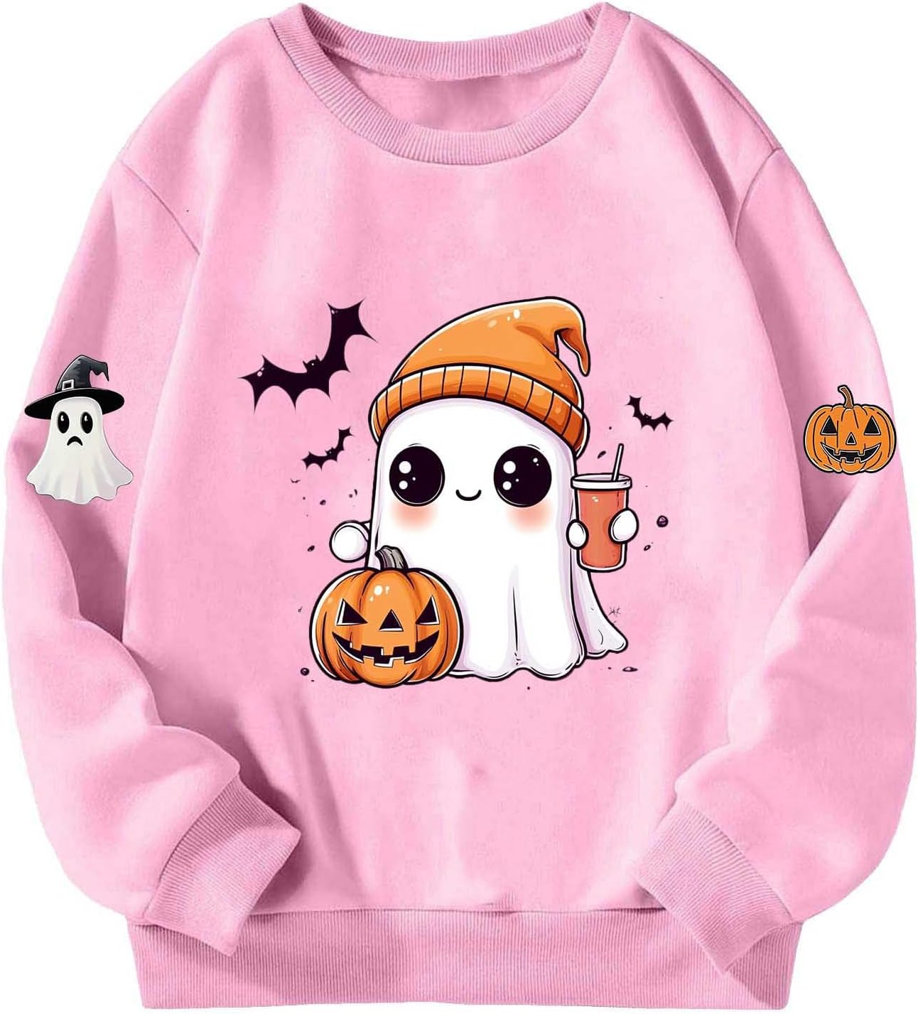 Girls Cute Ghost Pumpkin Sweatshirt Halloween Party Comfy Top