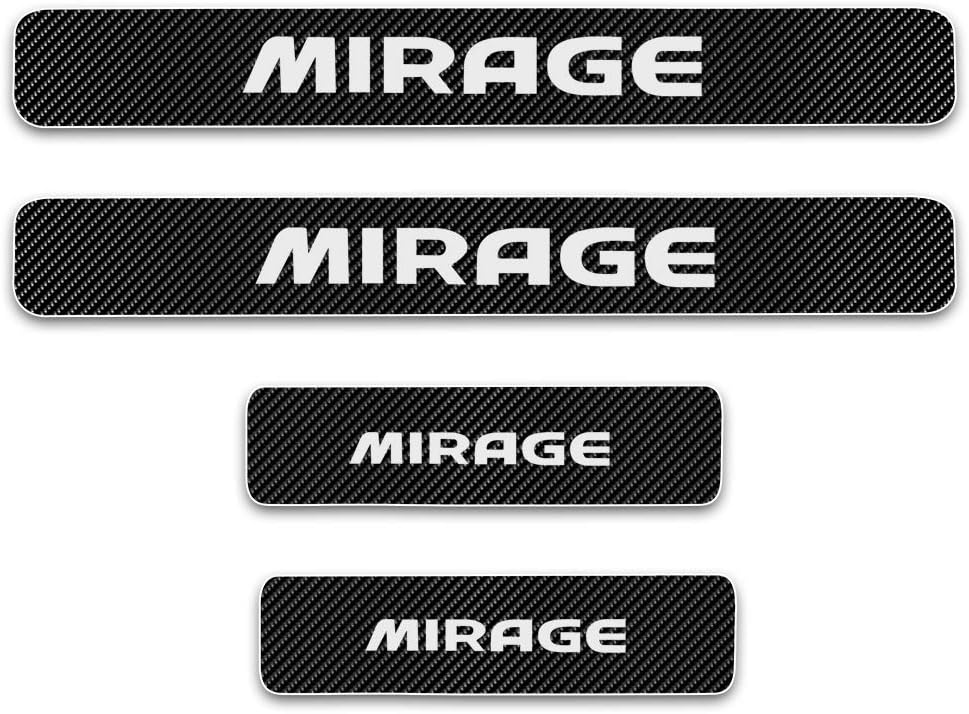 for Mitsubishi Mirage Door Sill Protector Reflective 4D Carbon Fiber Sticker Door Entry Guard Door Sill Scuff Plate Stickers Auto Accessories 4Pcs White