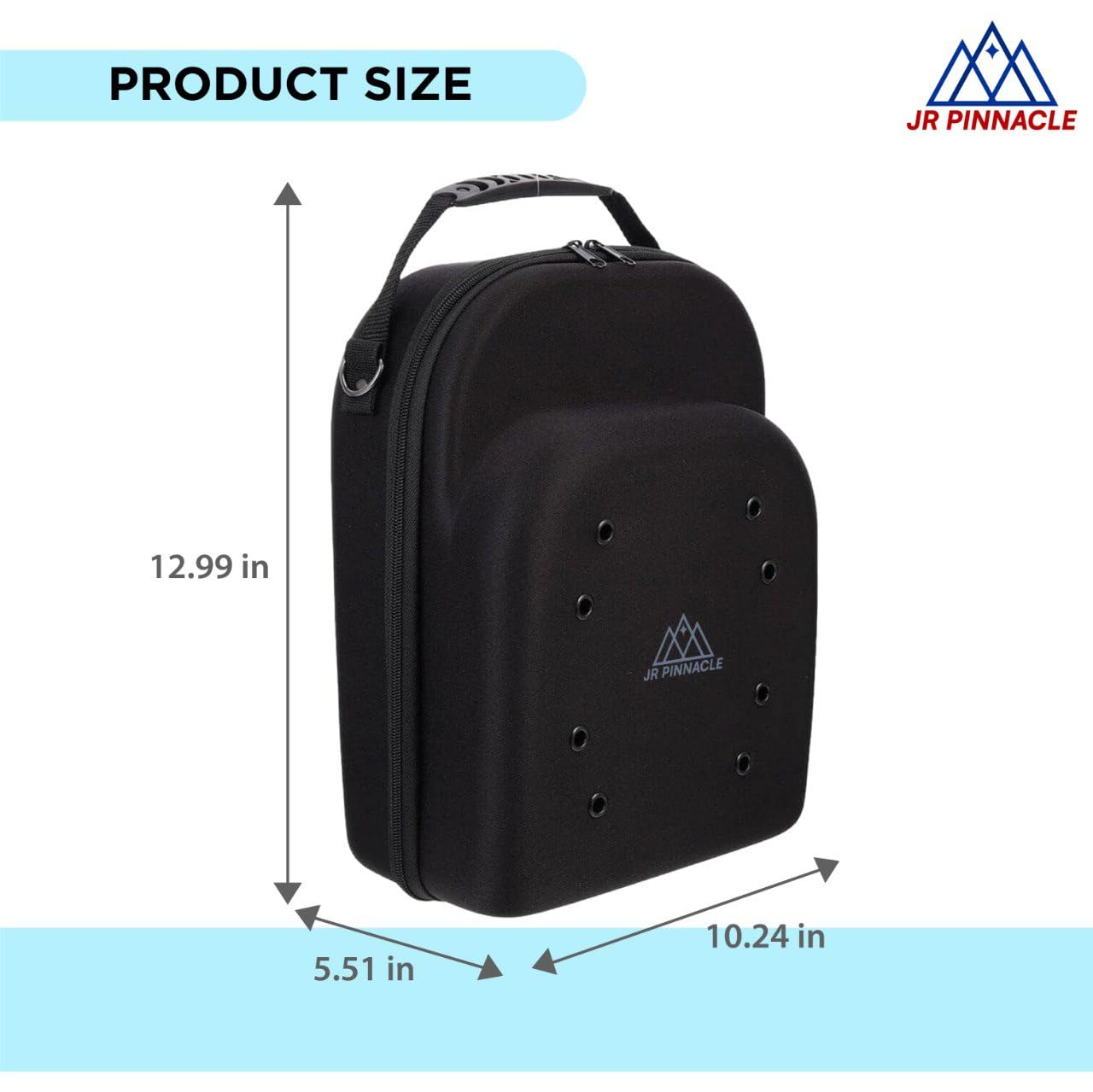 JR PINNACLE - Hard Hat Case for Baseball Caps,Hat Carrier Travel Case with One Black Baseball Cap and Adjustable Shoulder Strap,Hat Organizer Holder Bag for 6 Baseball Caps for Women and Men,Black