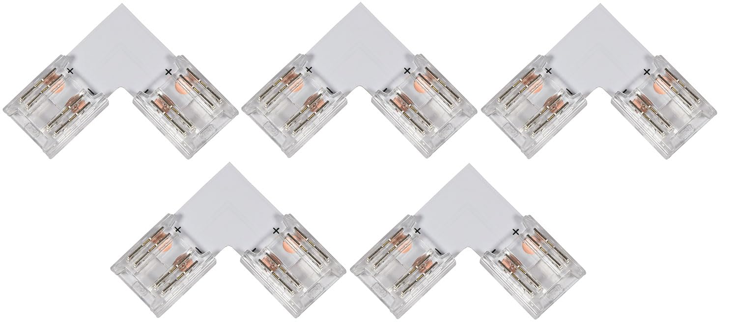 Lyyt - Solderless RGB COB LED Strip Connectors - 5 Pack - 10mm L-Connectors