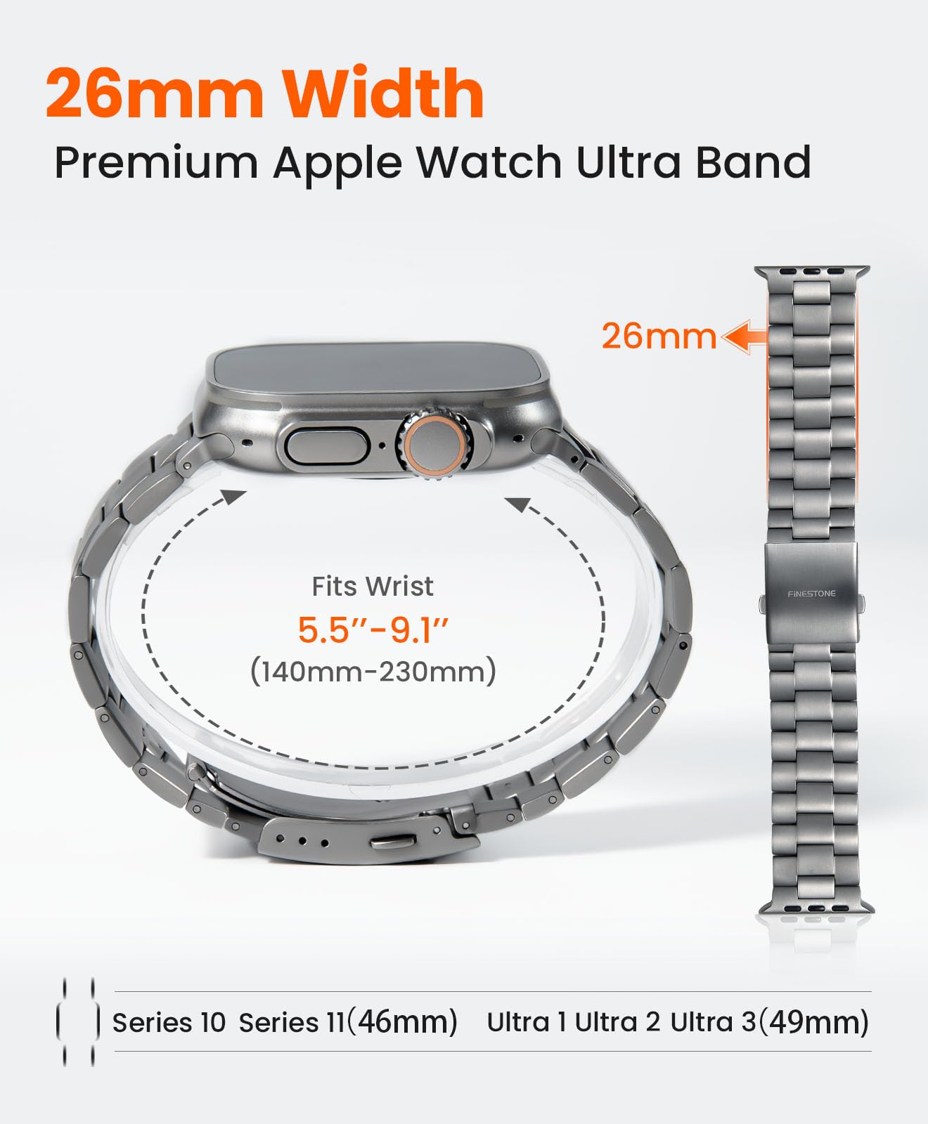 Tytanowy pasek do Apple Watch ULTRA & ULTRA 2: 49 mm regulowany tytanowy pasek do Apple Watch - lekki pasek do iWatch Apple Watch ULTRA 2 i ULTRA 49 mm