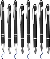 Vista 1 de 8 piezas de bolígrafo de tinta azul con punta de lápiz capacitivo 2 en 1 bolígrafo de metal con lápiz capacitivo para pantallas táctiles