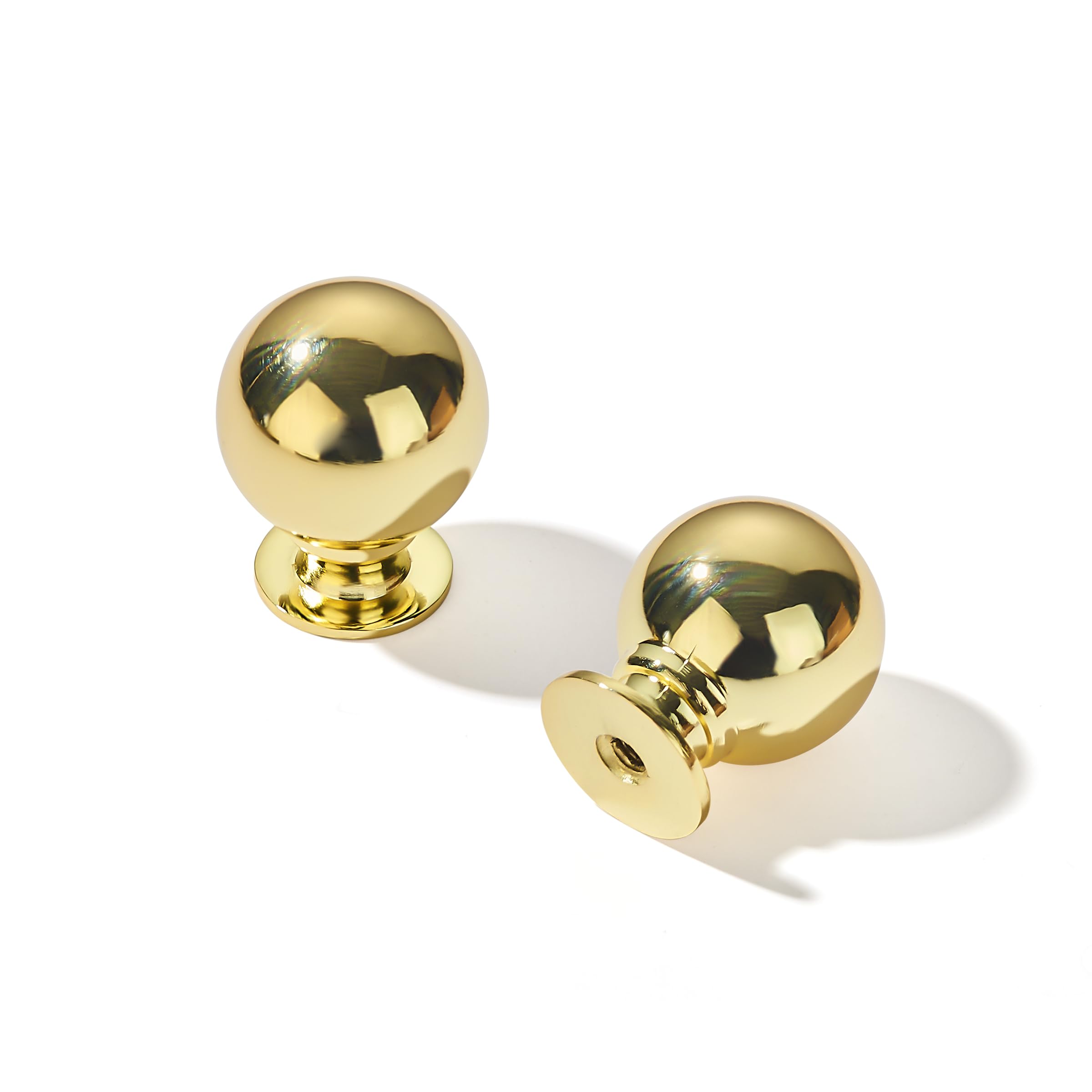 CABDM 10 Package 1 1/4-inch Solid Polished Brass Cabinet knob Large Heavy-Duty Cabinet Hardware Retro Ball knob Drawer Pull. โ image 1