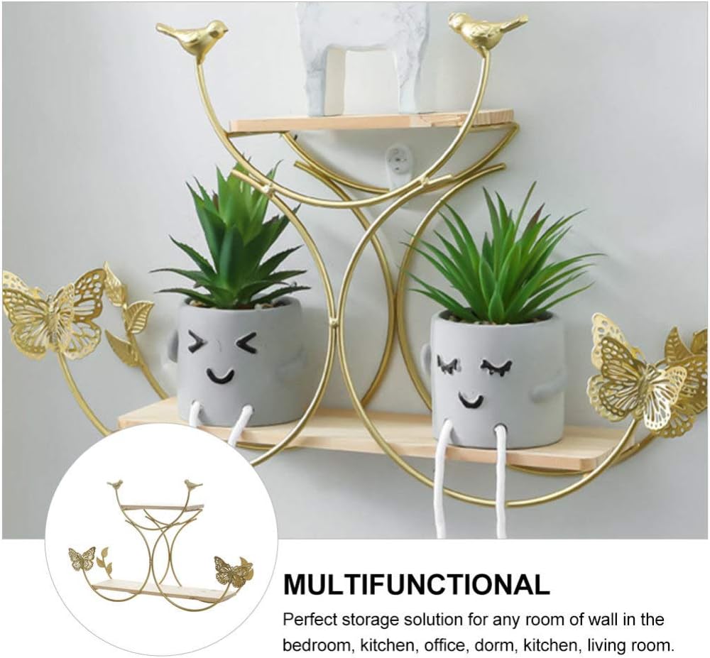 Cabilock Floating Shelves Wall Mounted Decorative Metal Floating Wall Shelf Air Plant Holder for Bedroom Living Room Office