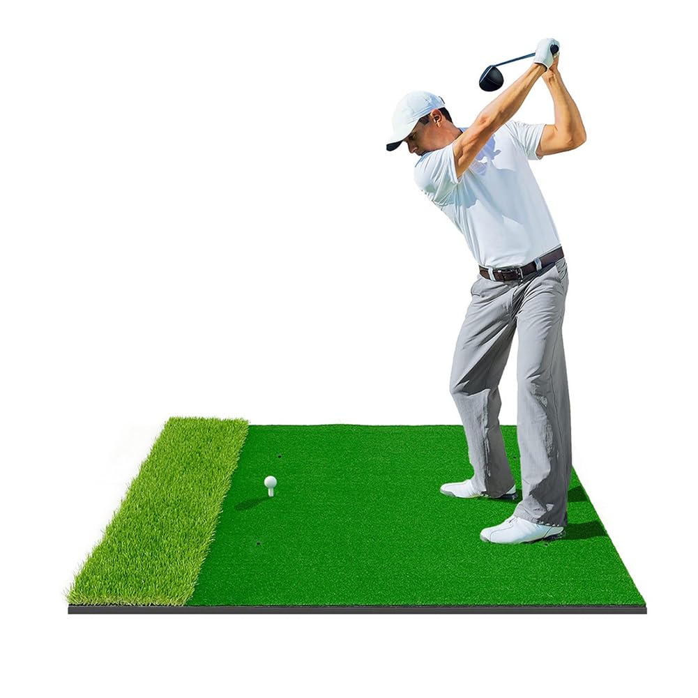 Tapete de entrenamiento de golf, tapete de práctica de césped de golf en casa para interiores y exteriores, ayuda de entrenamiento de golf con camisetas de goma