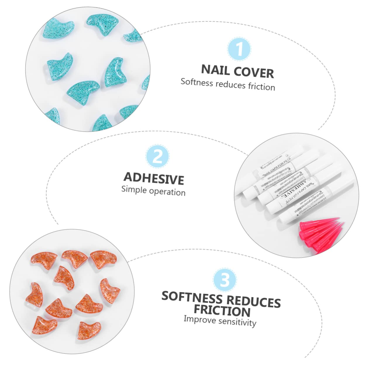 POPETPOP 300 Pièces Ensemble D'ongles pour Animaux De Compagnie Capuchons D'ongles pour Animaux De Compagnie Accessoires De Toilettage pour Chat Gel Griffes De Chat Patte Doux Caoutchouc
