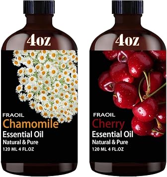 Chamomile Essential Oil and Cherry Essential Oil 4 Fl Oz 120ML for Diffuser Humidifier Yoga Cleaning DIY Candle Soap Making Perfume Gift for Women Essential Oils