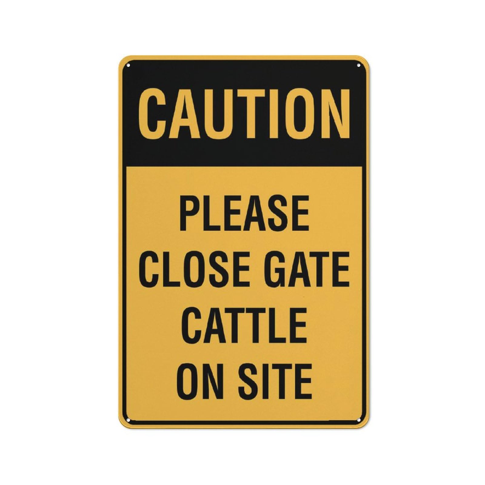 Caution Please Close Gate Cattle On Site Sign For House 12"" X 8"" Yard Sign, Premium Aluminum, Sun-Proof, Rust-Free