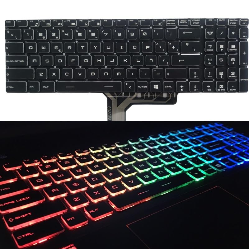 Clavier AZERTY pour MSI GE63 GE73 avec rétroéclairage coloré espagnol