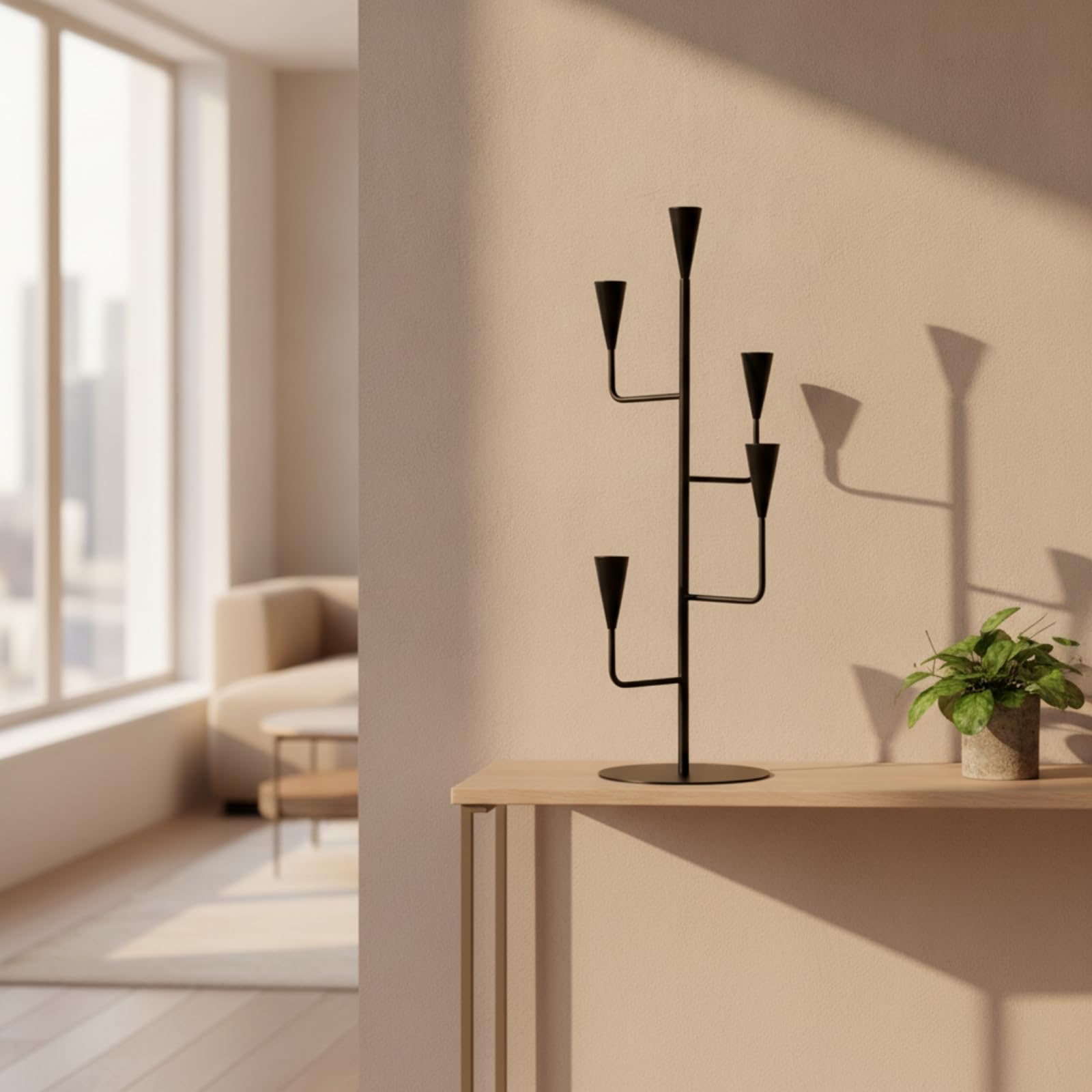 Qianly Candelabro a 5 Rami in Metallo Portacandele a Ramo Moderno Candeliere per Matrimonio