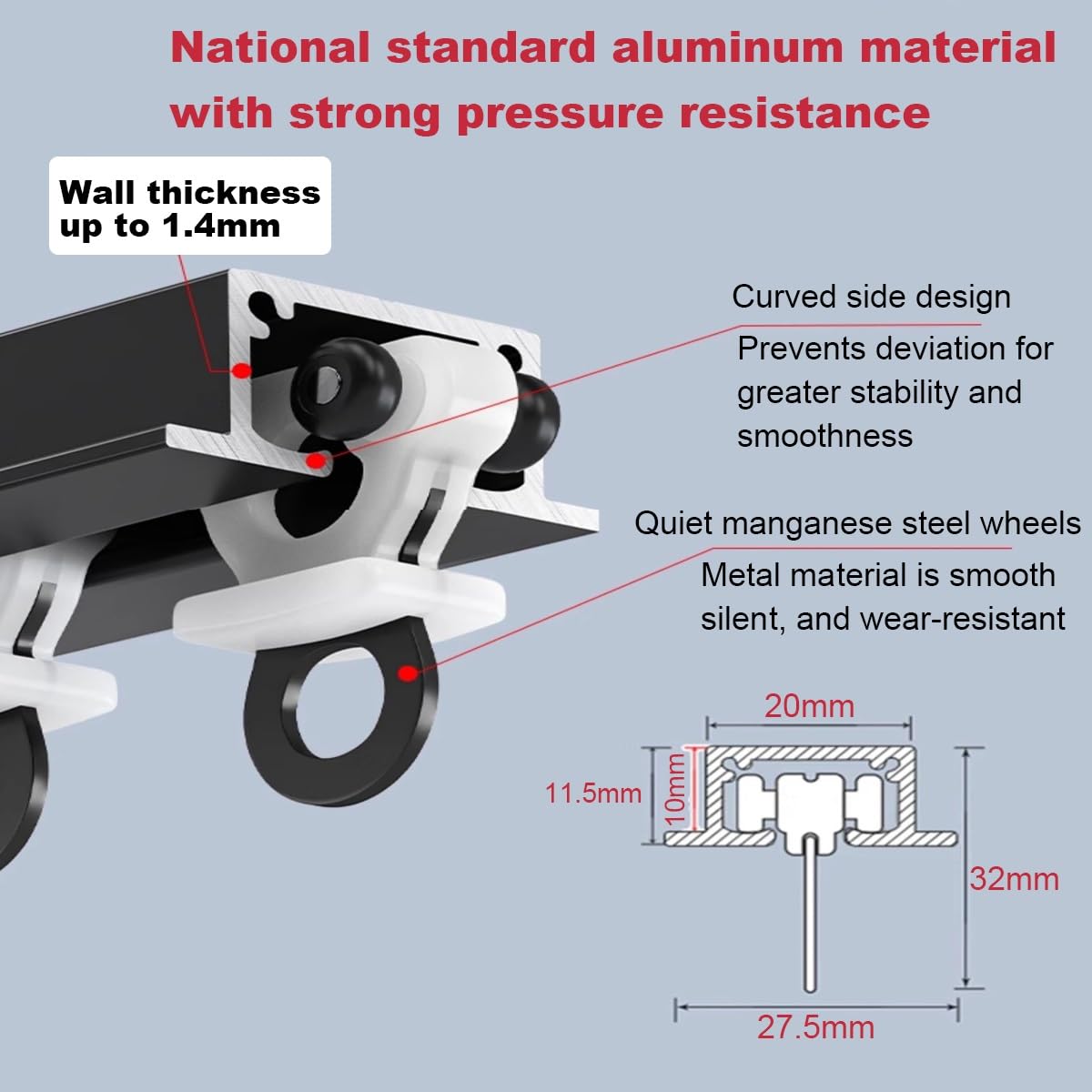 Wytrzymały zestaw szyn do zabudowy, aluminiowa szyna sufitowa do dzielenia pokoju, niewidoczny system rolkowy do zasłon