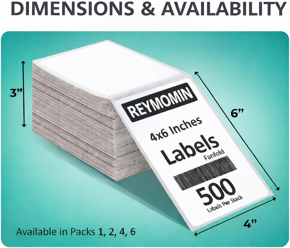 4” x 6” Thermal Shipping Labels – 500 Labels per Stack – Direct Compatible with Nelko Label Printers PL70e-BT and Other Nelko Models (2 Stacks)