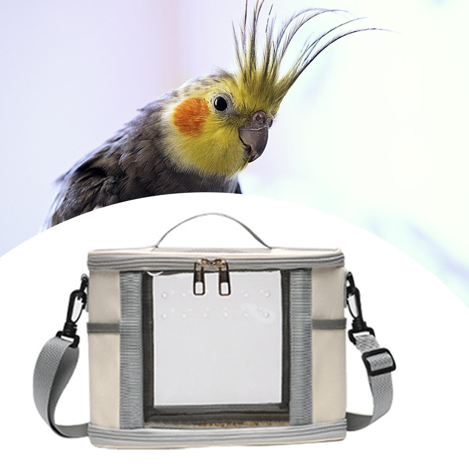 Bird Carrier Bag Bird Travel Cage Small Animal Carrier Guinea Pig Carrier for Budgies, Sugar, Glider Small Pets Lovebirds, Beige L