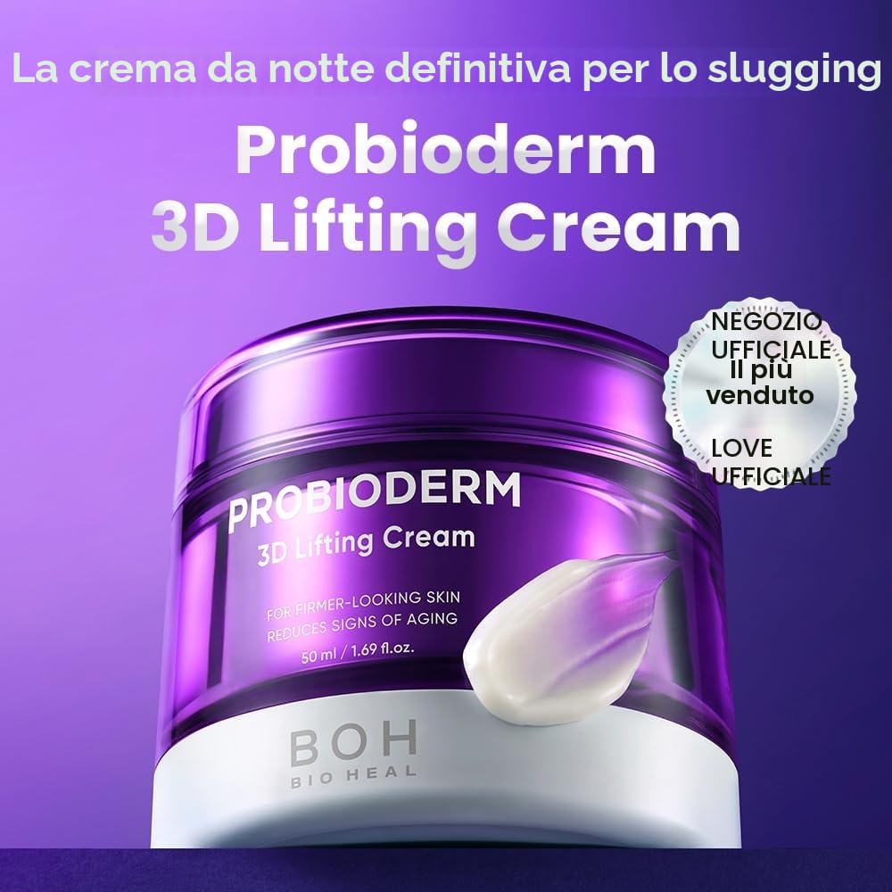 BIOHEAL BOH Probioderm 3D Lifting Cream, Crema Viso Anti-Età Avanzata Coreana Con Probiotici, Idratante Notte Con Complesso Di 17 Peptidi E Probioderm Brevettato, 50 Ml (Confezione Da 1)
