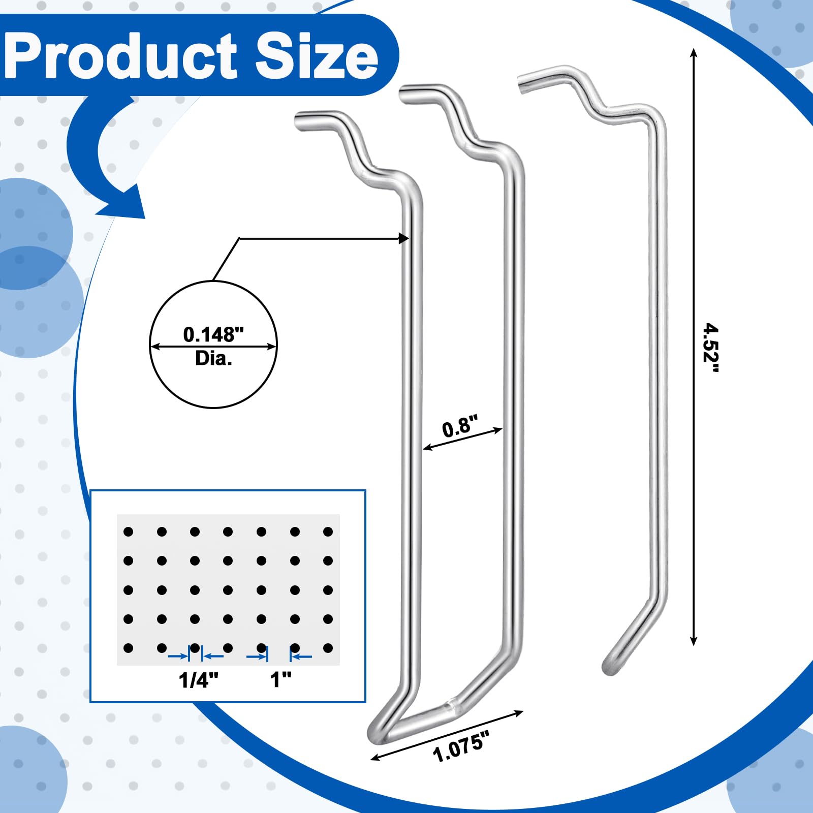 Tandefio 50 Pcs Double Arm Pegboard Hooks Heavy Duty 4.52
