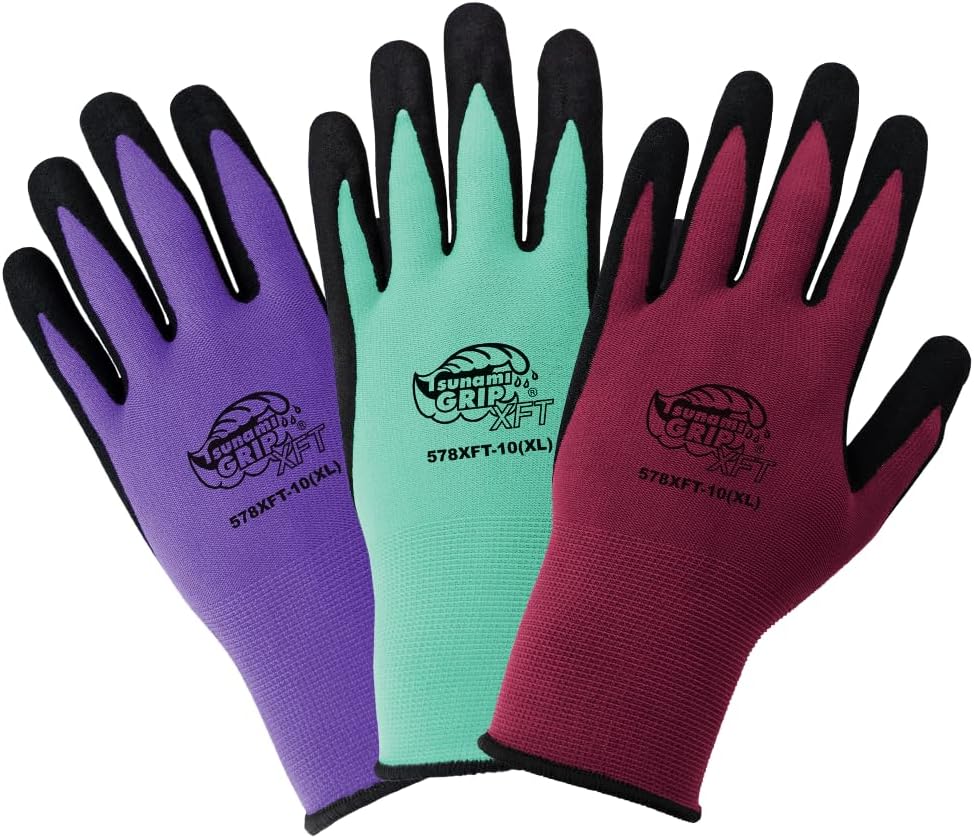 Global Glove Value Pack of Secure Grip Gardening Gloves for Men and Women, Seamless Nylon Shell and Knit Wrist