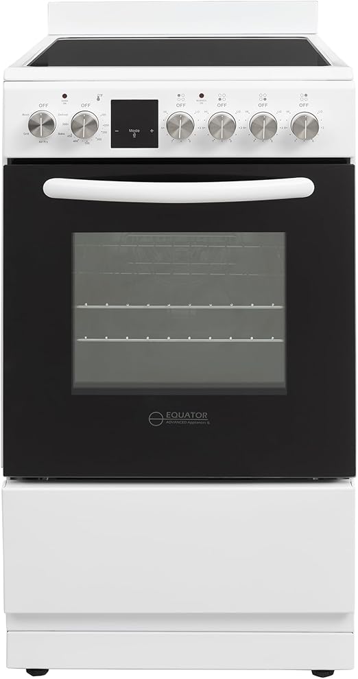 Equator 20" Electric Cooking Range 4 Ceramic Burner CONVECTION OVEN+AIR FRYER White