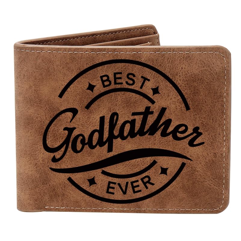 THTCSQ Godfather Gifts,Leather Wallet for Men , Engraved Personalized Leather Wallet,Father's Day Gift, Birthday Gifts,Christmas Gifts,Thanksgiving Gifts (Best Godfather)