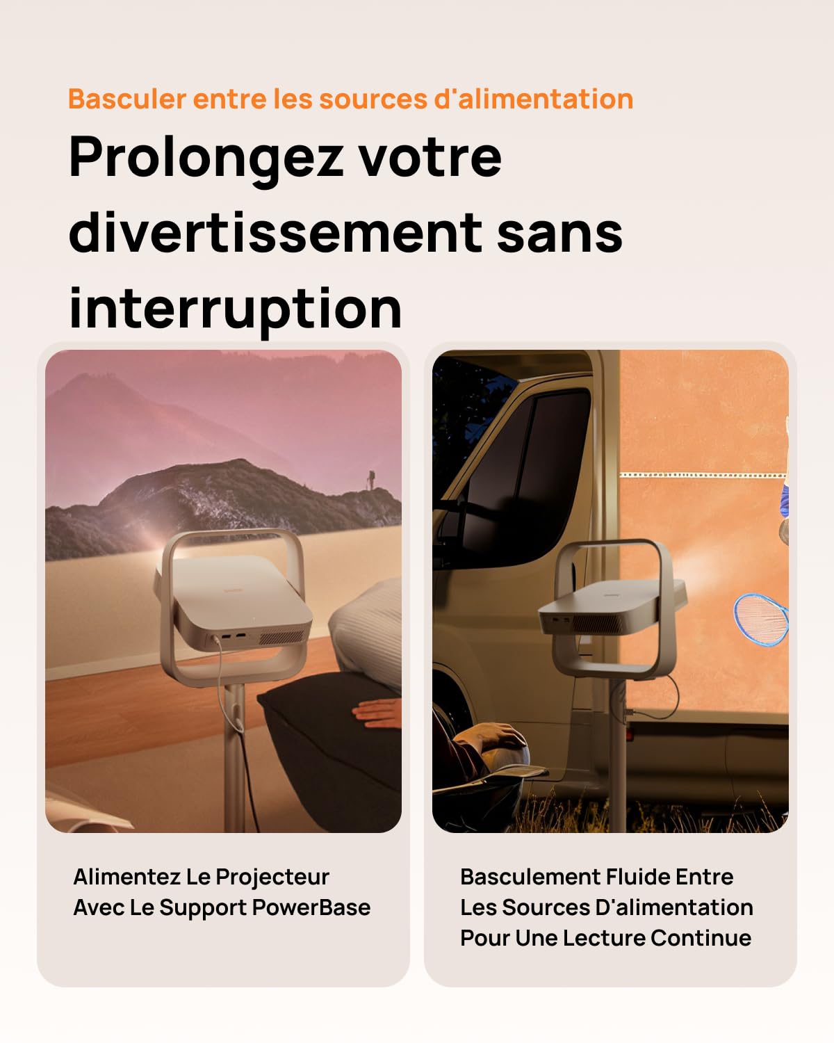 Support PowerBase XGIMI (Nouveau), Fixation Rapide, Léger & Portable, Support + Chargeur(2-en-1), Compatible Projecteur XGIMI MoGo 2 Pro (New), MoGo 3 Pro et Elfin Flip Plus