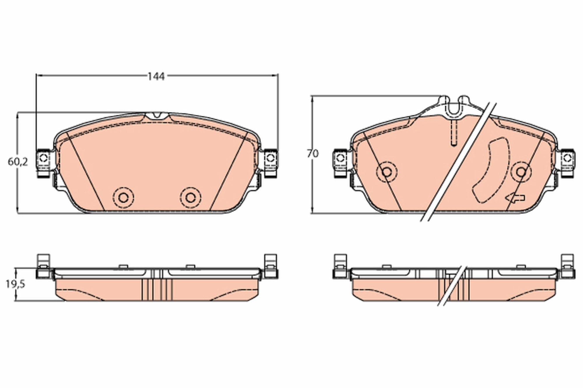 TRW GDB2070 Pastiglie Freno Set di 4 para Mercedes-Benz Classe C T-Model (S205) 2014-2023 Assale anteriore e Altri Veicoli