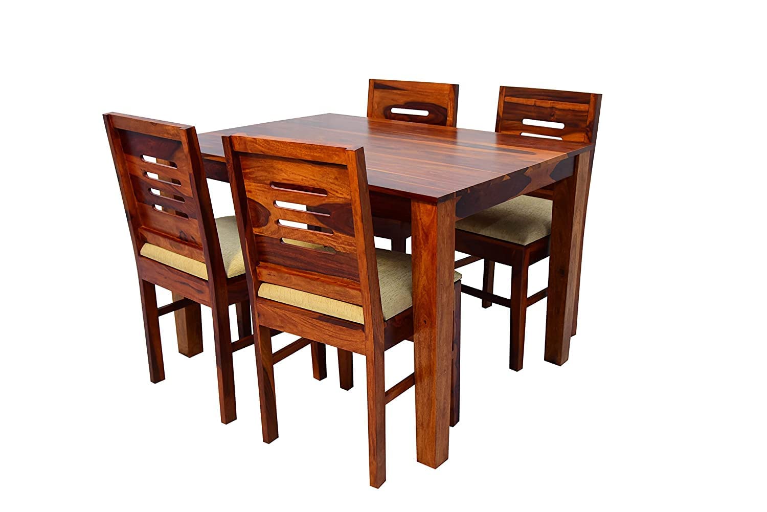 Sb Furniture Solid Sheesham Wood Wooden Dining Table Set 4 | Desertcart ...