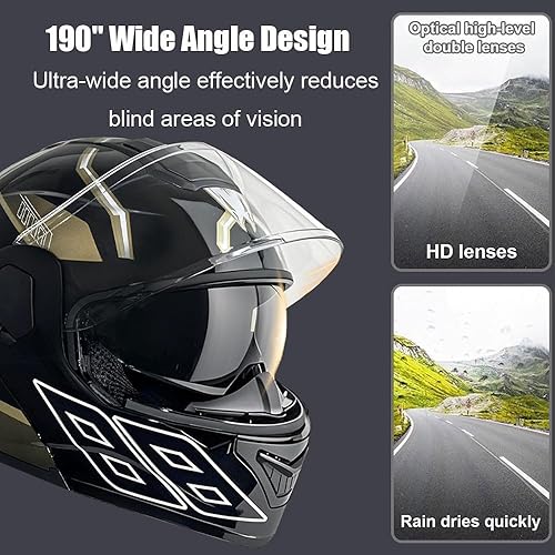 Miniatura 4 de Casco modular de motocicleta Bluetooth aprobado por DOT con visera solar integrada, doble escudo antivaho y sistema de ventilación múltiple, para