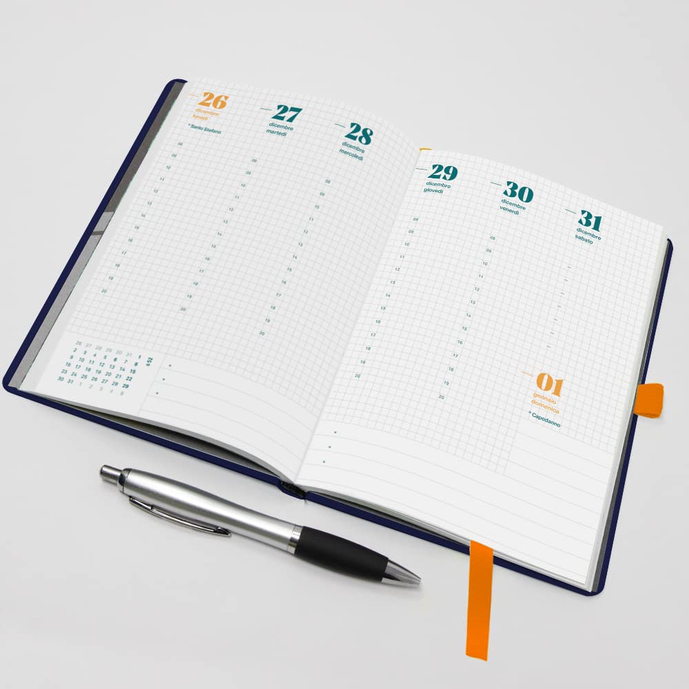 Smemoranda, Weekly Diary 12 Months, January, December 2023, Soft Cover, Checked Sheets, Large Size 13x18.8 cm, Pen Included - Image 4